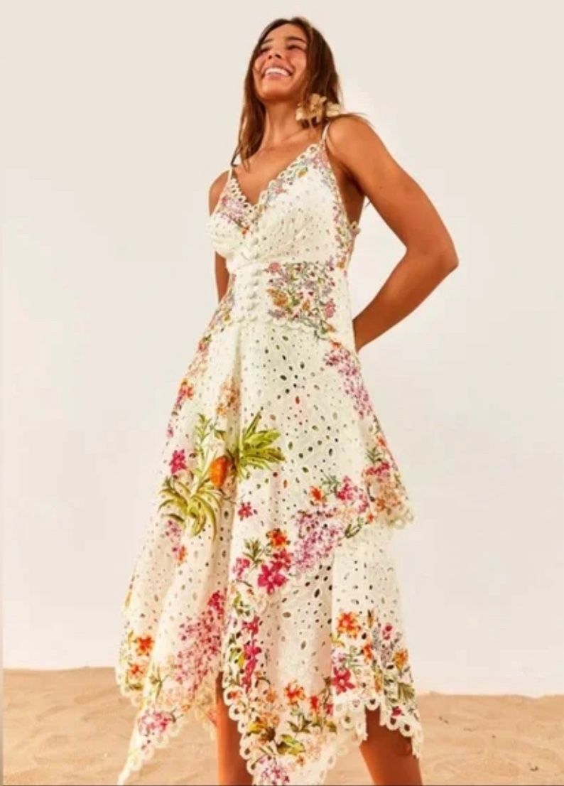 Delicate Forest Scarves asymmetric Midi Dress