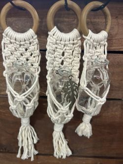 MINI Macrame With Glass Vase, Free Plant Cutting