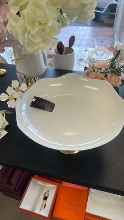 Fruit Bowl Footed S/S Enamel Coating and Brass Base