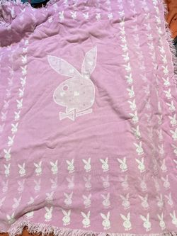 Vintage Playboy Pink Woven Throw Blanket 50x64 (Y2K)