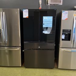 MOTHERS DAY SALE ✅ Samsung Bespoke 29 Cu Ft Charcoal Glass Family Hub Four Door Refrigerator With Beverage Center 