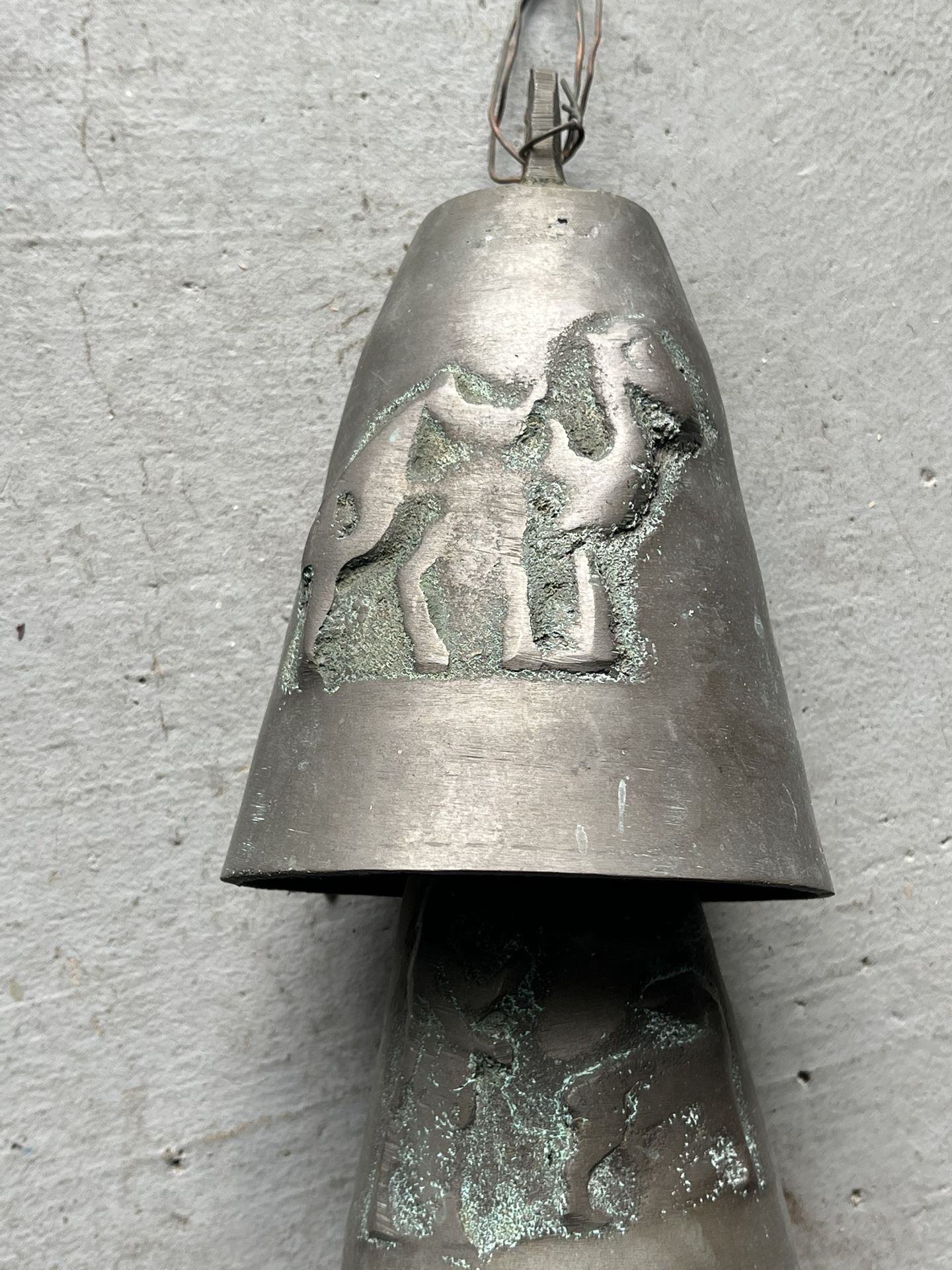 Vintage Metal Hanging Bells with Camel Motif