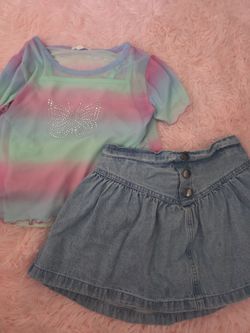 Girls outift set shirt size 7 and skort size 6x