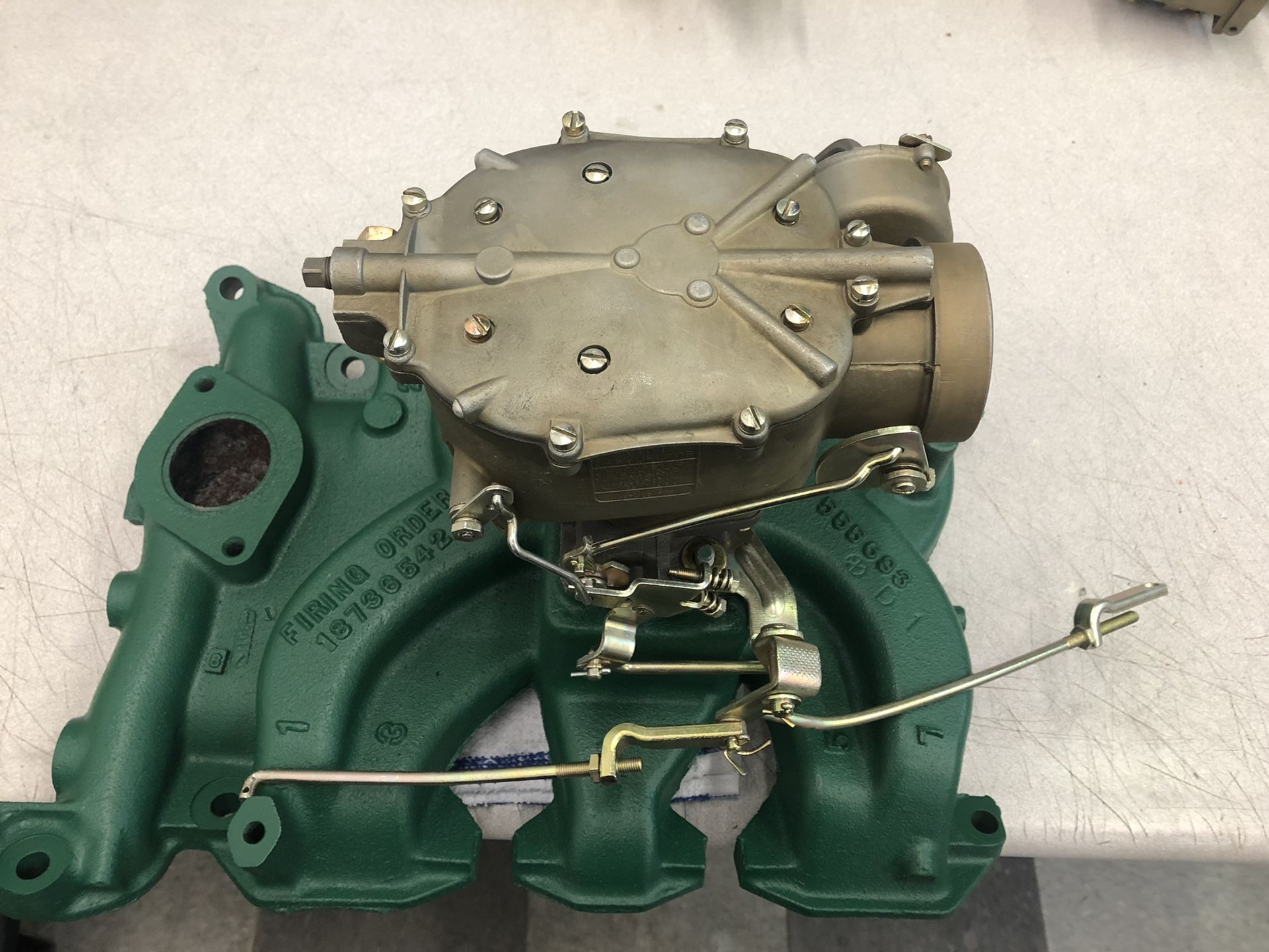 Oldsmobile Rochester Carburetor Rocket 88 303 Engine AA Turtle Back Carburetor Restored and Intake Manifold