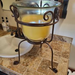 Large Citronella Candle Holder Glass And Metal Frame