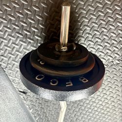 Standard Curl Bar W/Weight Plates: 25s, 10s and 5s pounders. 85# Brute W.