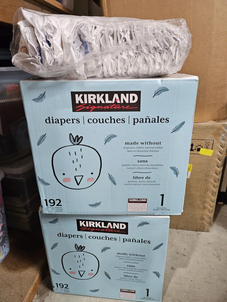 2 Unopened Boxes Kirkland Diapers Size 1