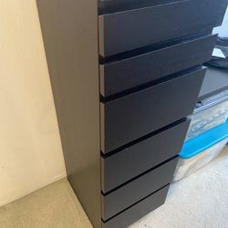 6 Drawer Stand Dark Brown With Mirror 