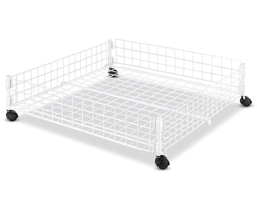 White Wire Underbed Drawer With Wheels