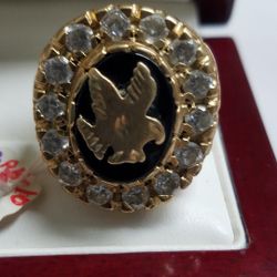 14k Yellow Gold American Eagle Ring Size 10