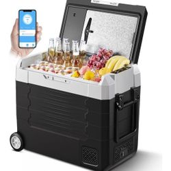 AAOBOSI 12 Volt Car Refrigerator - 59 Quart Capacity, WIFI Portable Refrigerator Freezer with Dual Zone Temperature Control, Electric Cooler