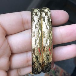 Gold Plated Bangles 8” Openable Women’s Jewelry 