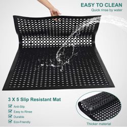 36” X 60” Rubber Floor Mat Commercial Restaurant Kitchen Anti Fatigue Drainage Floor Mats New Non Slip Bar Floor Mat Rubber Door Mats for Garage Gard