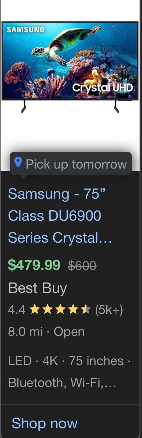 samsung 75 Inches