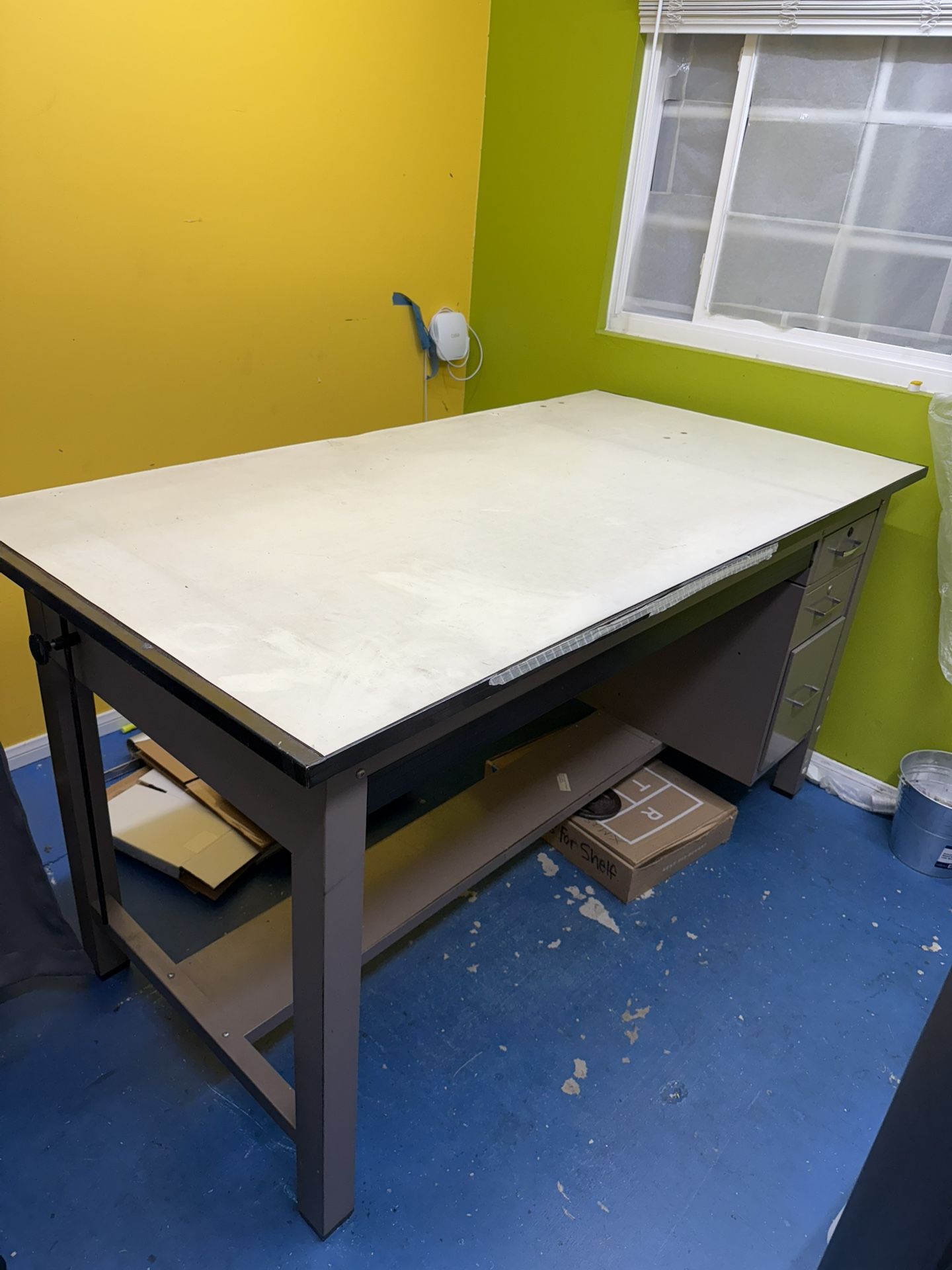 Drafting Table, Stand Up Desk, Work Bench, Heavy Duty Table Desk with Drawers