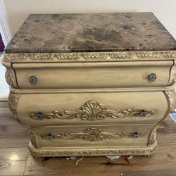 Marble Top  Mirror Dresser and  one Marble Top Nightstand with Drawer, Used Good Condition 