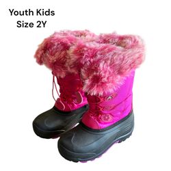 Youth Kids Size 2 Girls Winter Snow Boots Waterproof Shoes 
