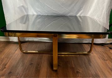 Modern Black & Gold Coffee Table – 35.5” Square – Contemporary Glam Style