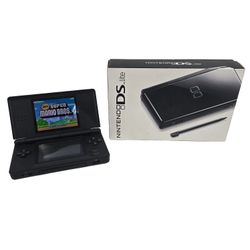 Complete Nintendo DS Lite Onyx Black New Super Mario Bros and Carry Case BUNDLE