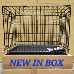 Brand New In Box Sml'md Dog Crate & Tray 2 Door 24"x18"x21 Foldable Cat Cage Pet Kennel Animal Carrier 