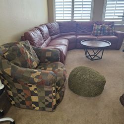 2 Recliner Natuzzi Leather Sectional, Fabric Swivel Chair, Small Bean Bag Or Foot Rest