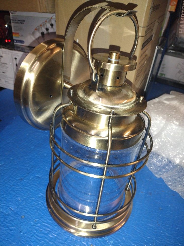Antique Brass Finish Brand New LED Outside Wall Mount Light