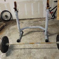 2/45lb Plates, 55lb Bar Plus Stand