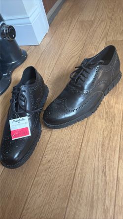 Black Leather Wingtip Brogue Oxford Shoes size 10.5
