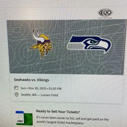 Seattle Seahawks Vs Minnesota Vikings (2 Tickets) 
