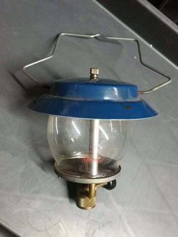Vintage Coleman PYREX Glass Made in USA Lantern Blue Hanging