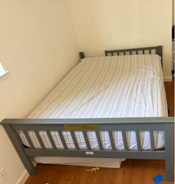 Gray Wood Full Bed Frame with Mattress Free