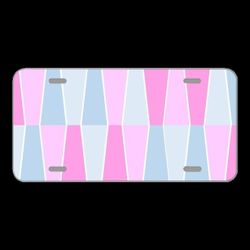 License Plate Novelty Car Front Geometric Pattern Design Pastels