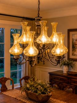 Antique 10 light Mediterranean style chandelier