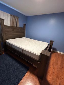 Dark Brown Wood Poster Bed Frame