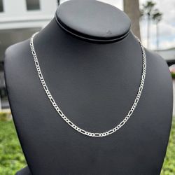 Jewelry 925 sterling silver 18”  Figaro necklace chain pendant 7.40g