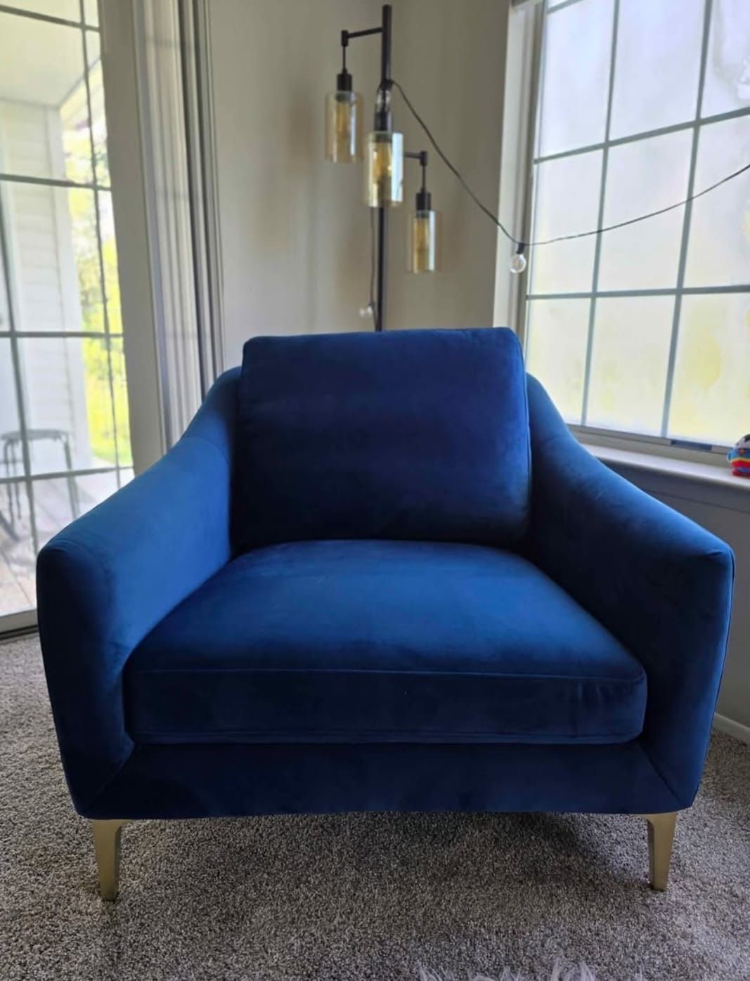 Velvet Royal Blue Accent Chair - Like New