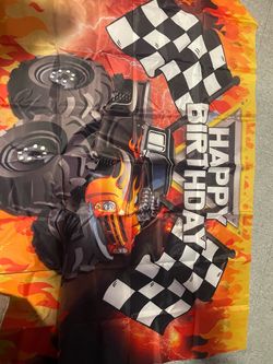 Monster Truck Happy Birthday Party Banner
