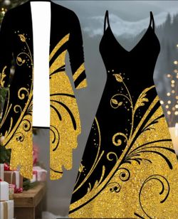 Four Seasons  Printed Long Sleeve  Dress 2 ps