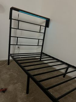 Twin Bed Frame With LED Strip Light And Remote