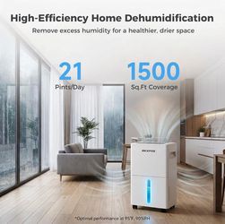 1500 Sq.Ft Dehumidifier for Large Room,3 Modes, Auto Defrost, Intelligent Humidity Control,24H Timer