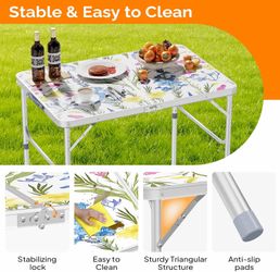 Folding Outdoor Picnic Table Floral Print