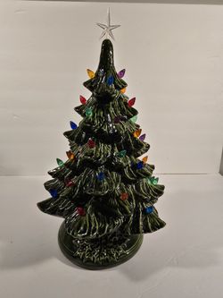 Vintage Ceramic Light-up Christmas Tree 15" Tall