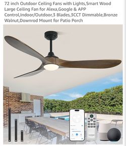 72-Inch Smart Outdoor Ceiling Fan with Light