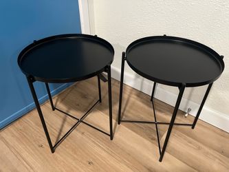 2 Ikea Gladom Black Tray Table Metal Lightweight