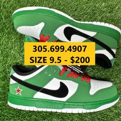 NIKE SB DUNK LOW HEINEKEN GREEN RED BLACK WHITE NEW SALE SNEAKERS SHOES MEN SIZE 9.5 43 A5