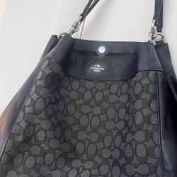 NWT Coach F57612 Outline Signature Lexy Shoulder Bag Black Smoke Retails $375
