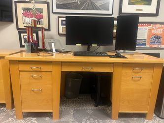 Dana  Maple wood desk and file cabinet