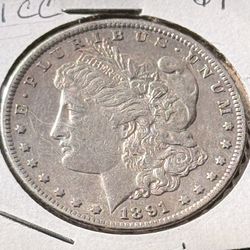 1891 CC Morgan Silver Dollar