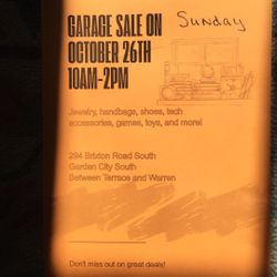 Garage Sale Oct 26 10-2