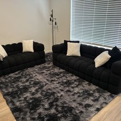 Modern black Couch / Sofa 2 Piece 